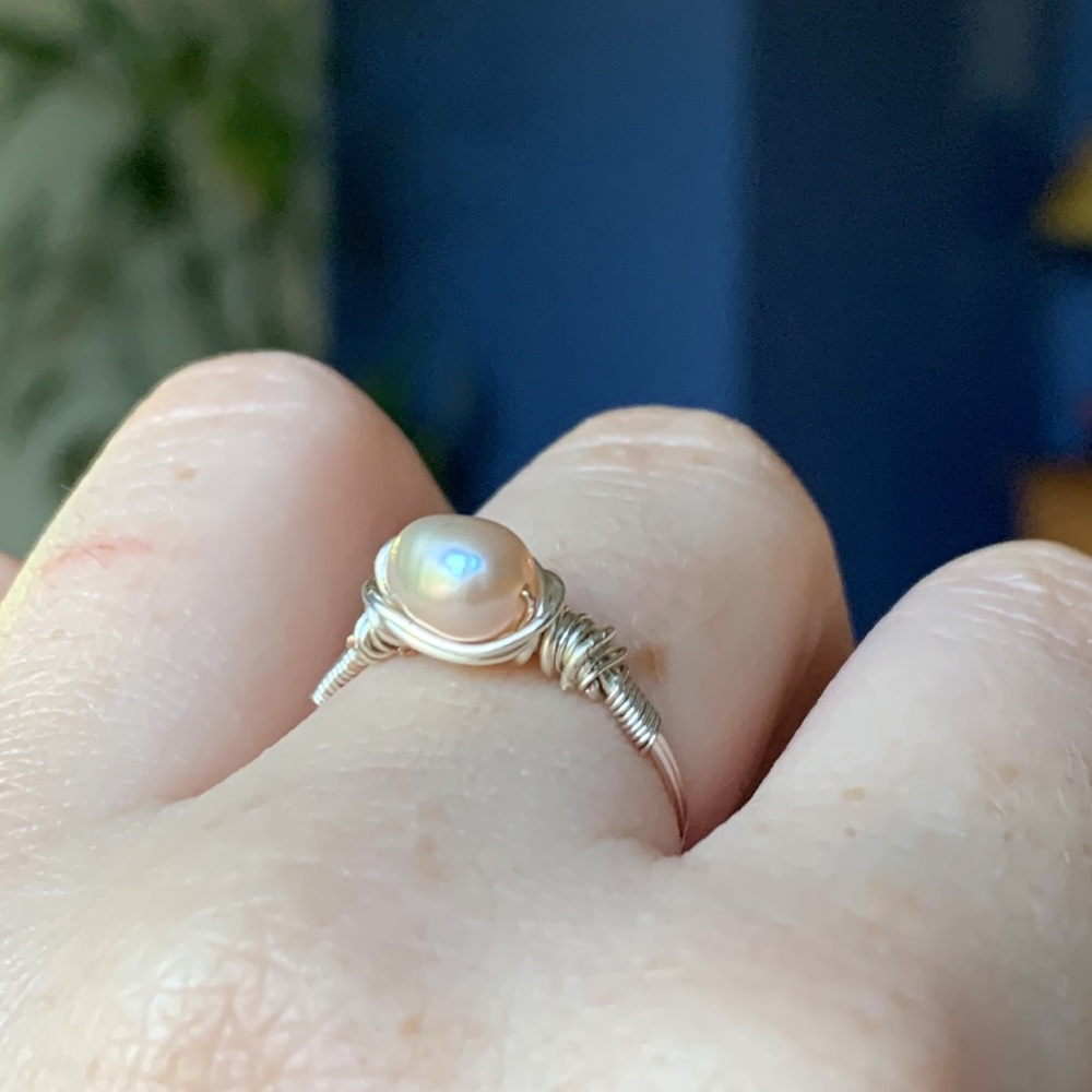 Pearl wire wrapped rings